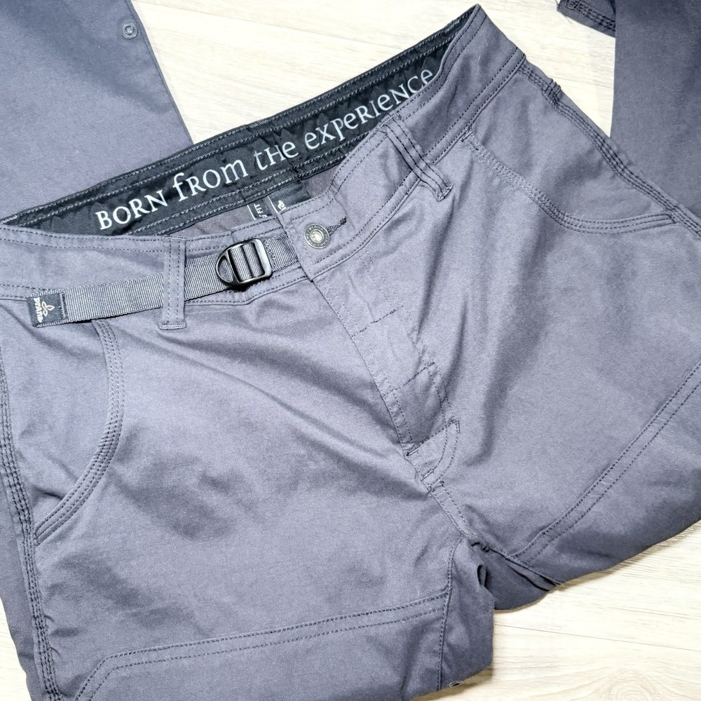 PrAna Zion Pants Mens 30 Modified 24'' Inseam Gray Belted Hiking‎ Outdoor Cargo